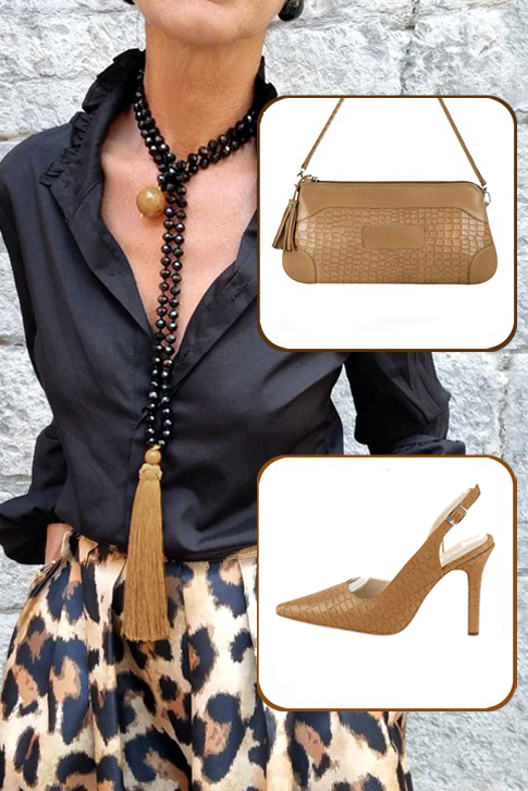 Women's camel beige elegant slingback heels. Pointed toe. High slim heel - Top view